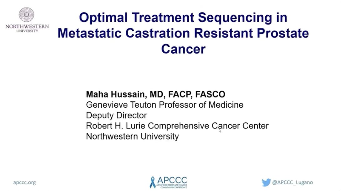 Optimal treatment sequencing in #mCRPC. #APCCC22 presentation by Maha Hussain, MD, FACP, FASCO @LurieCancer. #WatchNow on UroToday > bit.ly/3CaEOR7 @APCCC_Lugano @silkegillessen @AOmlin