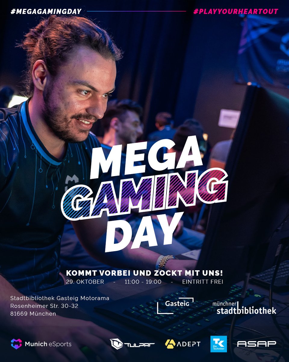 😱2 Events in Folge?😱

Nach dem #ITCS fahren wir am Samstag direkt rüber zum <a href="/GasteigMuc/">Gasteig</a> / @StadtBibMuc und schlagen unser Camp beim #MegaGamingDay auf. Spannende Workshops und fette Gamingstations warten auf euch!

Alle Infos unter
🌐gasteig.de/veranstaltunge…

#PlayYourHeartOut