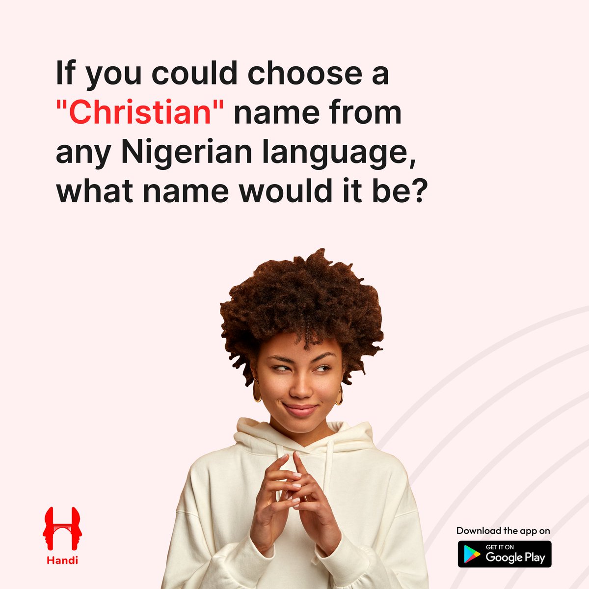 TheHandiApp's tweet photo. What name and why? Tell us in the replies π. Weβll be reading and replying all comments.π
.
#ChristianNames #Handiapp #Sunnywednesday https://t.co/b2yRGngelq