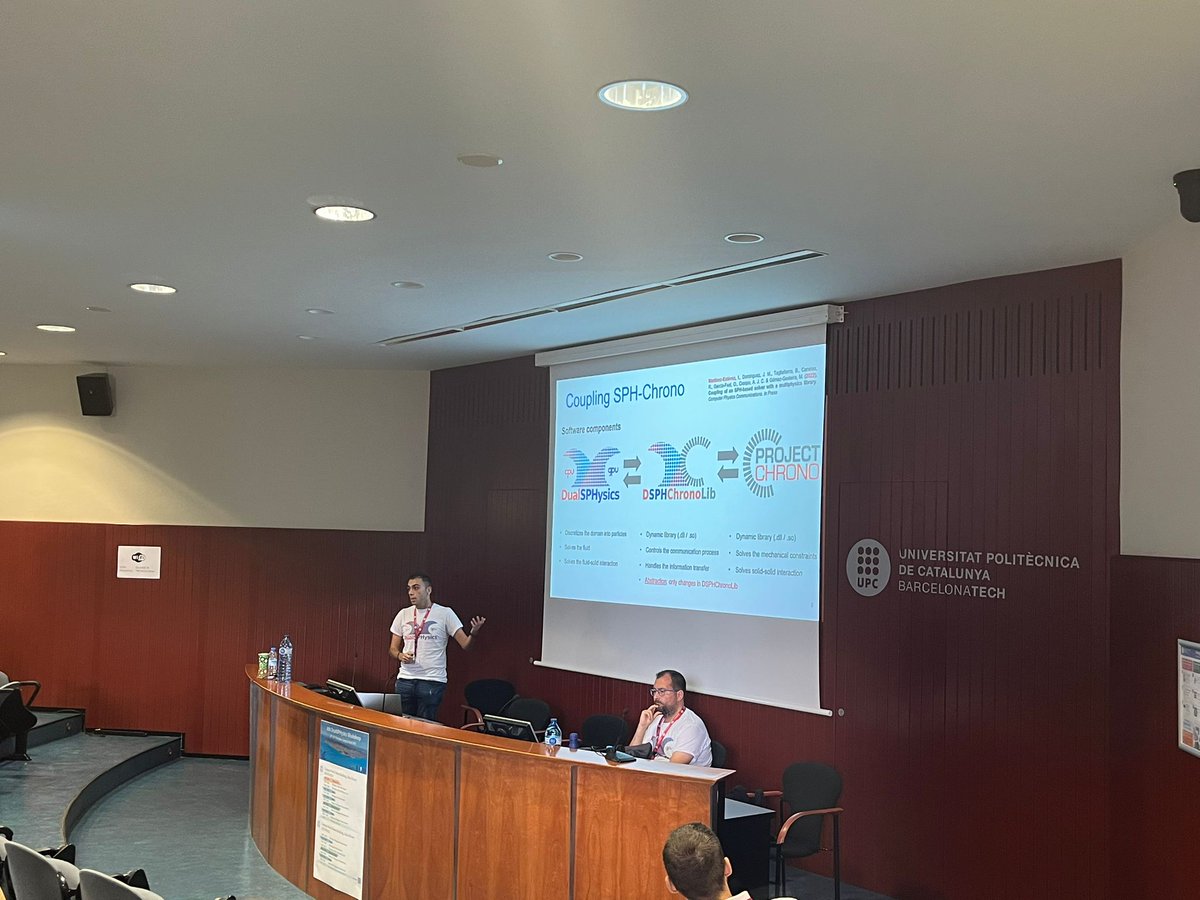 DualSPHysics's tweet photo. #6DSW "Updates about coupling with Project Chrono" are presented by @imnezestevez. This was his first oral communication with audience!!!
@EPHYSLAB_Uvigo https://t.co/iBPxUvvPY9