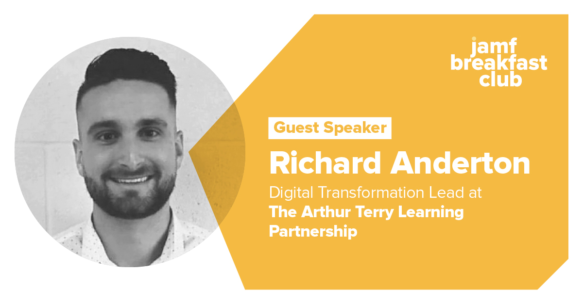 JamfSoftware's tweet photo. Meet our guest Richard Anderton, from ATLP, who will join us for the November #JamfBreakfastClub. Richard will share great tips about the role of safeguarding lead in schools, plus more. 

More information &amp; registration: https://t.co/U8NRhA9e1H

#AppleEdu #jamfed #ipaded #edtech https://t.co/7VChbDAYV1