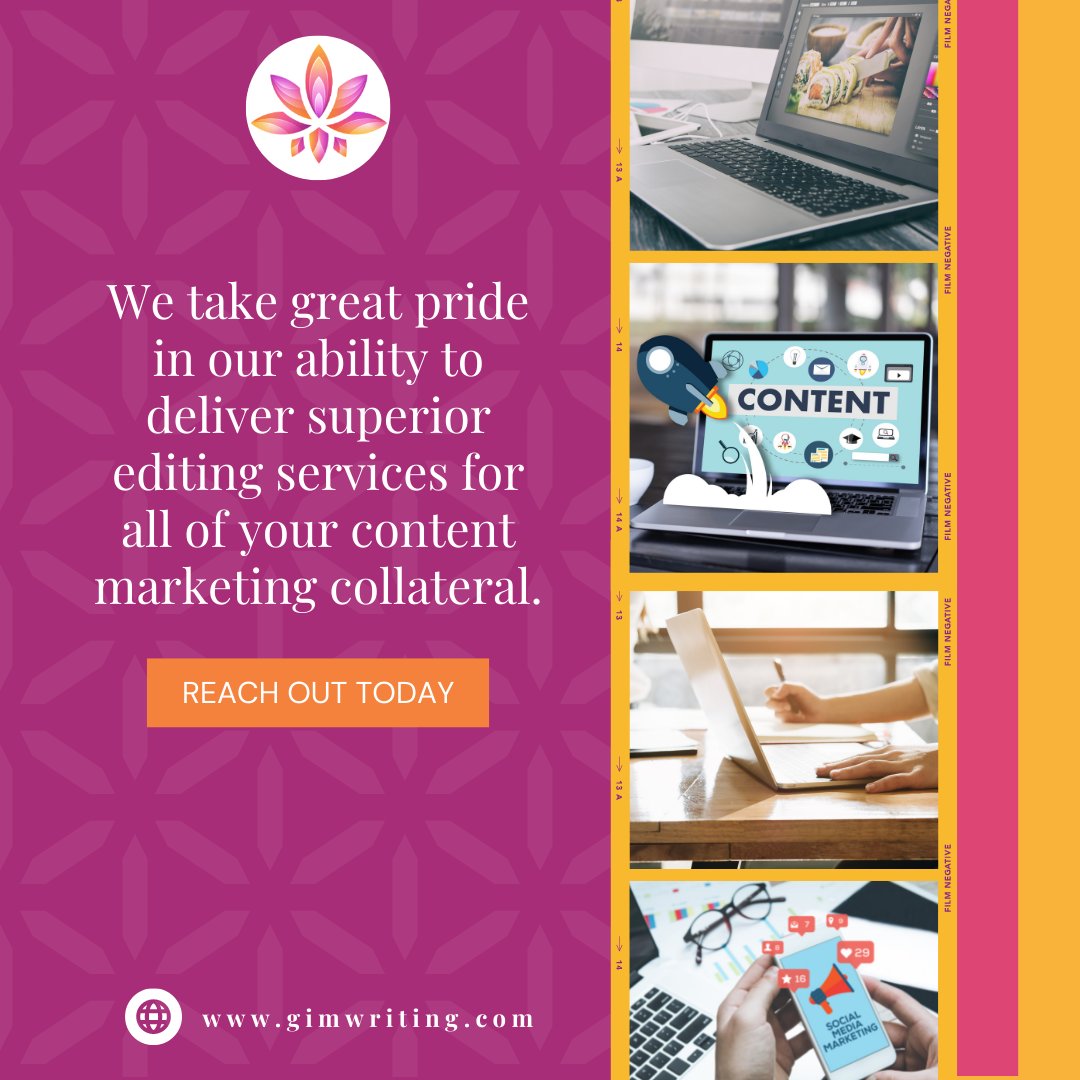 GimContent's tweet photo. 🌸We are incredibly proud that we can provide first-rate editing services for any and all of your content marketing materials.                    

👇 | Contact us at:
☎ | 716-994-4467
🌐 | https://t.co/j58x3Grltu

#contentmarketing https://t.co/sIePYkCVbv