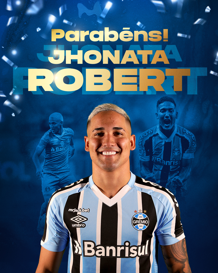 Gremio's tweet photo. Hoje é aniversário do Jhonata Robert! #CriaDeEldorado, ele chegou aqui em 2017 e esteve presente na conquista da Recopa Gaúcha de 2021. No momento, está se recuperando de cirurgia, mas em breve retorna para reforçar o meio-campo Tricolor! Parabéns! Estamos juntos! 🥳🇪🇪 https://t.co/sWLzmaXqud