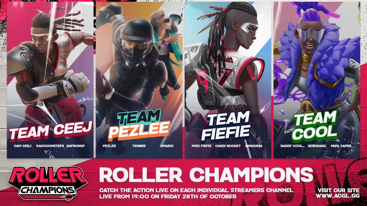 AfricanGaming's tweet photo. ⏰ This Friday at 19h00...
4️⃣ Streamer teams will prove they are the 🛼 #RollerChampions...
📺 Catch the action from the player's POV.
💪 Team captains: @Cam_Ceej | @Miss__Fiefie | @DaddyCOolZA | @Pezlee
#gaming #gamingZA #ZAstreamers #ZAstreams https://t.co/IykqMAnxp5