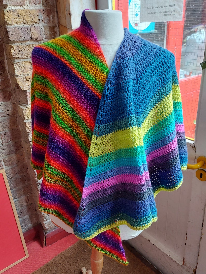 knitforpeace's tweet photo. Thank you to Marilyn in Sittingbourne, who both knits and crochets, for these remarkable and colourful shawls.  They will brighten and warm someone's day.  They are Knit and Crochet of the Day.  

#knitoftheday #crochetoftheday #yarnlover #makingforothers #knitandcrochet https://t.co/72hdT8BqBb