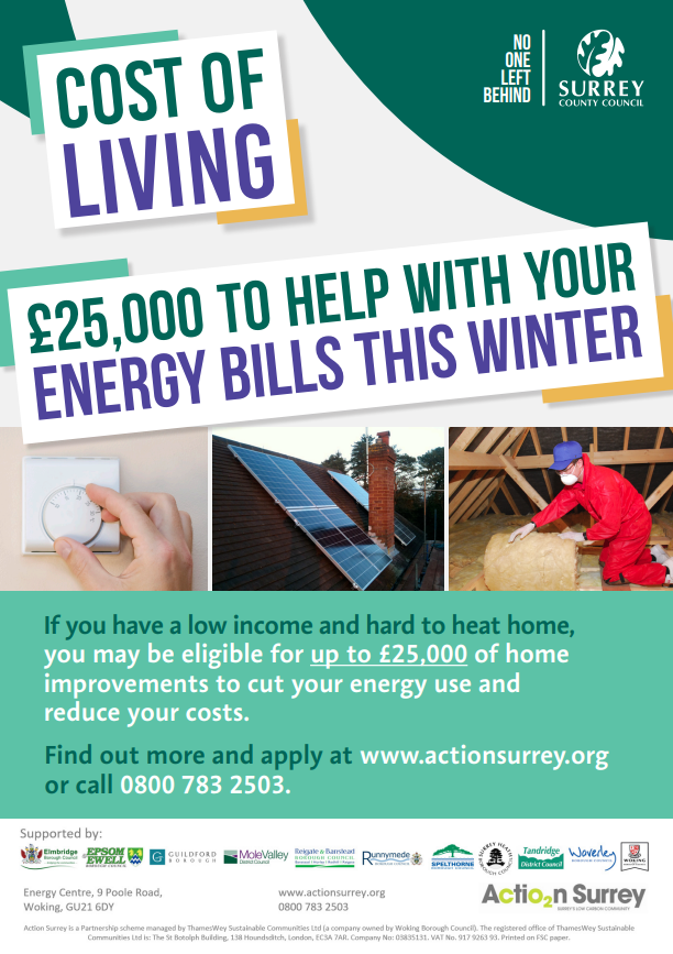 Sustainable Warmth Grant available to Guildford and Waverley residents.
The grant provides an opportunity to have energy efficiency measures installed (such as insulation) within homes for free. 
actionsurrey.org/now/news/2022/…