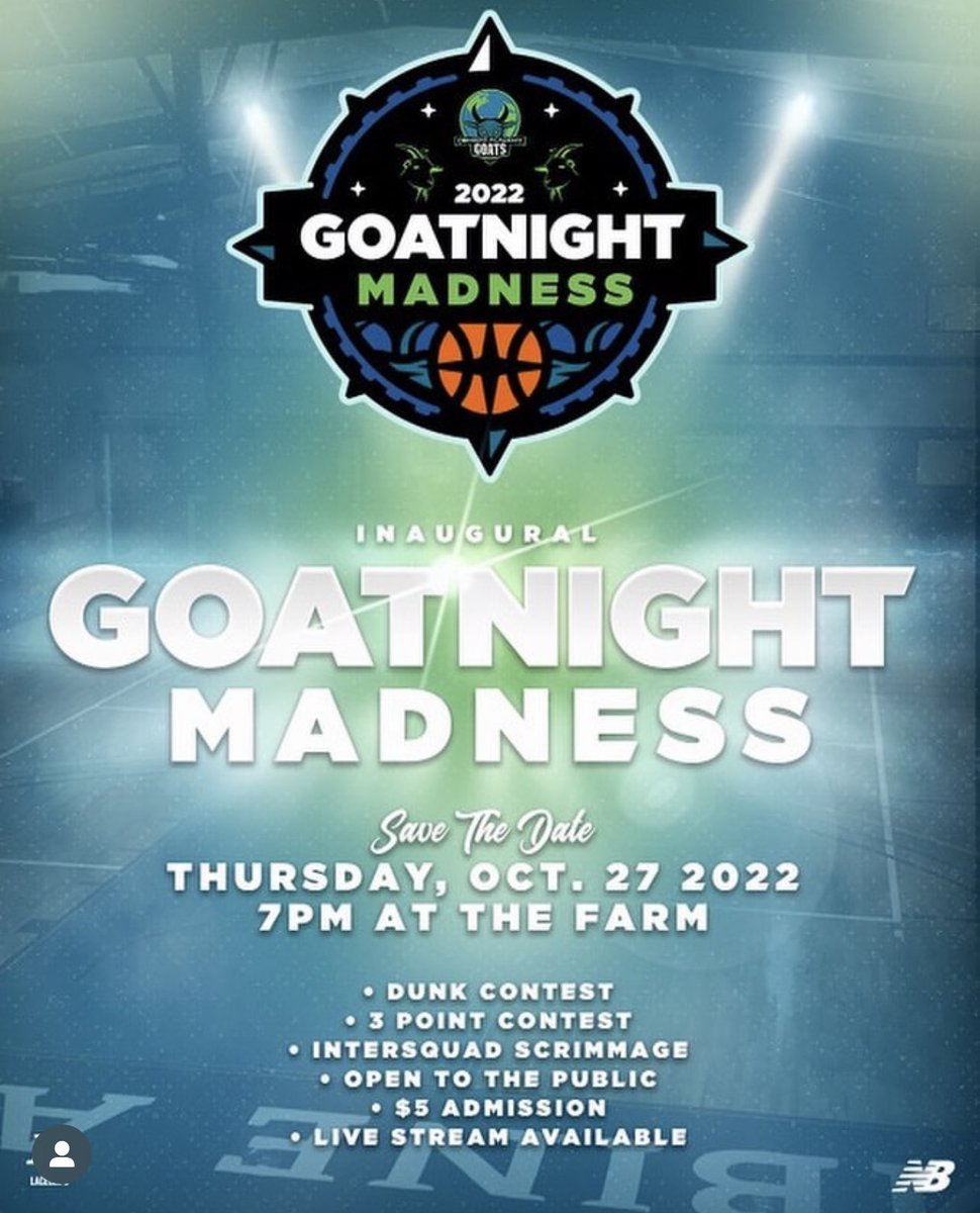 CombineMbb's tweet photo. Introducing our First Ever GOAT Night Madness event on Campus‼️

It’s your first chance to come see our HS National Team in Action‼️

Come experience a thrilling dunk contest, 3pt shootout, intersquad scrimmage, and best student section in the Carolinas‼️

DM for Media Pass https://t.co/lnKz6Mf4ZY