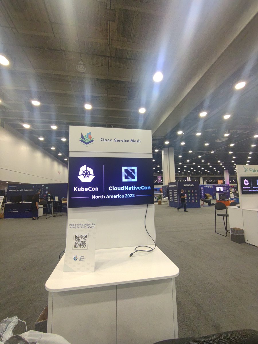 Getting the <a href="/openservicemesh/">Open Service Mesh</a> booth ready. #Kubecon #kubernetes #servicemesh #OSM
