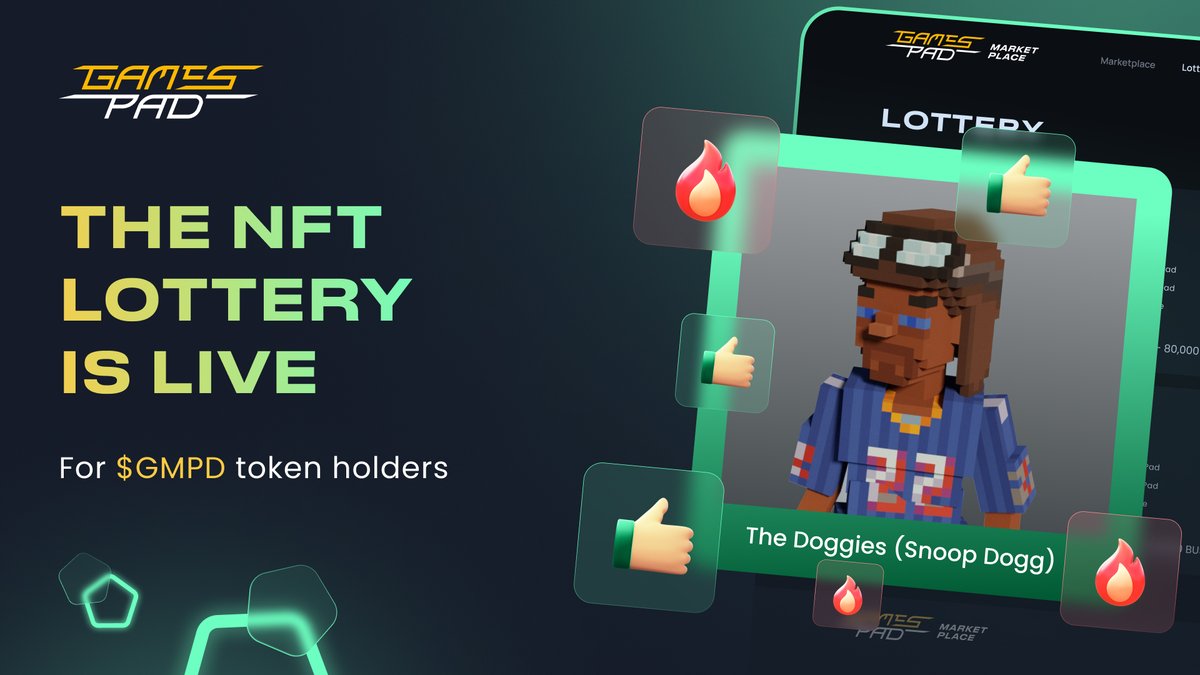 gamespad_vc's tweet photo. ♾ THE NFT LOTTERY IS LIVE!

🟥 You can join the #NFTLottery on 👾 #GamesPad #NFT Marketplace now and get a chance to win the exclusive NFT from #TheDoggies collection by @SnoopDogg. https://t.co/Yt24jgsbMD
