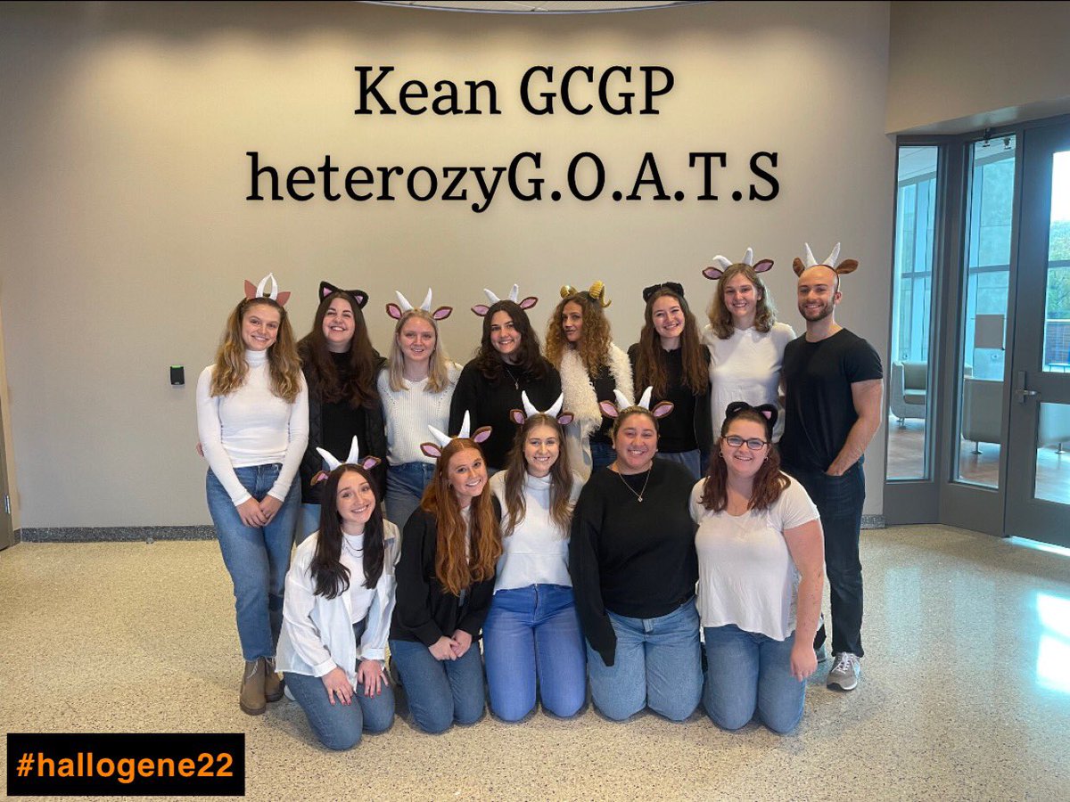 keangcgp's tweet photo. Happy #Hallogene22 🎃  PLEASE LIKE THIS TWEET to vote for us to win the #Hallogene trophy!
The Kean University Genetic Counseling Graduate Program presents….
🐐The heterozyGOATS🐐 
Check out our photo AND VIDEO!

@ASGCGP #genechat #Hallogene22 https://t.co/g1y39XIDox