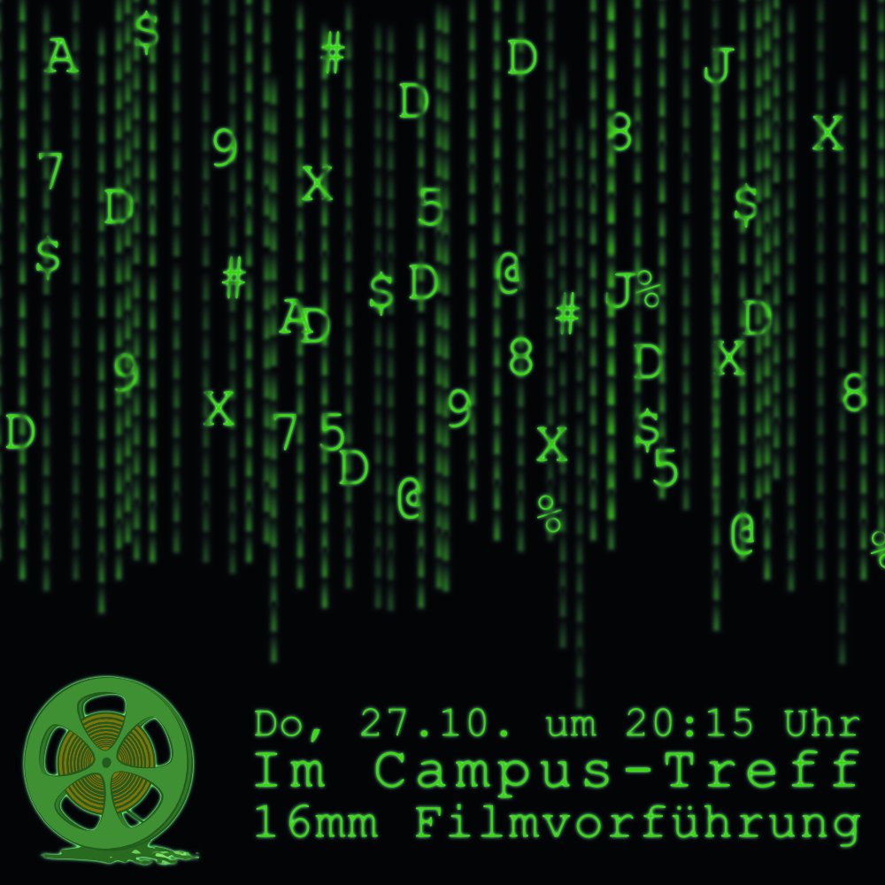 Anlässlich unseres Jubiläums: Morgen zeigen wir im Campustreff (Vogelpothsweg 120) einen Film von 16mm Analogfilm. Vielleicht könnt ihr ihn anhand des Bildes erraten.

Wir freuen uns auf euren Besuch!