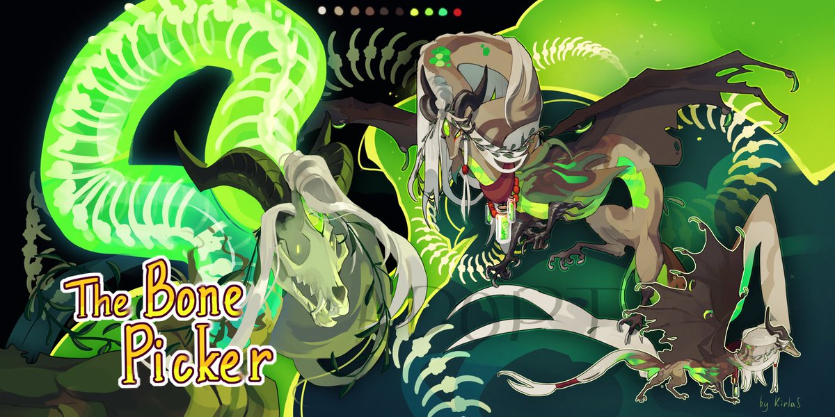 The Bone Picker auction!🌿💚✨
He's the one who collect all the bones on the Halloween night🦴

Looking for offers above 120$, AB is 300$!

Additional info below, RT's are really welcome✨

#art #Adopt