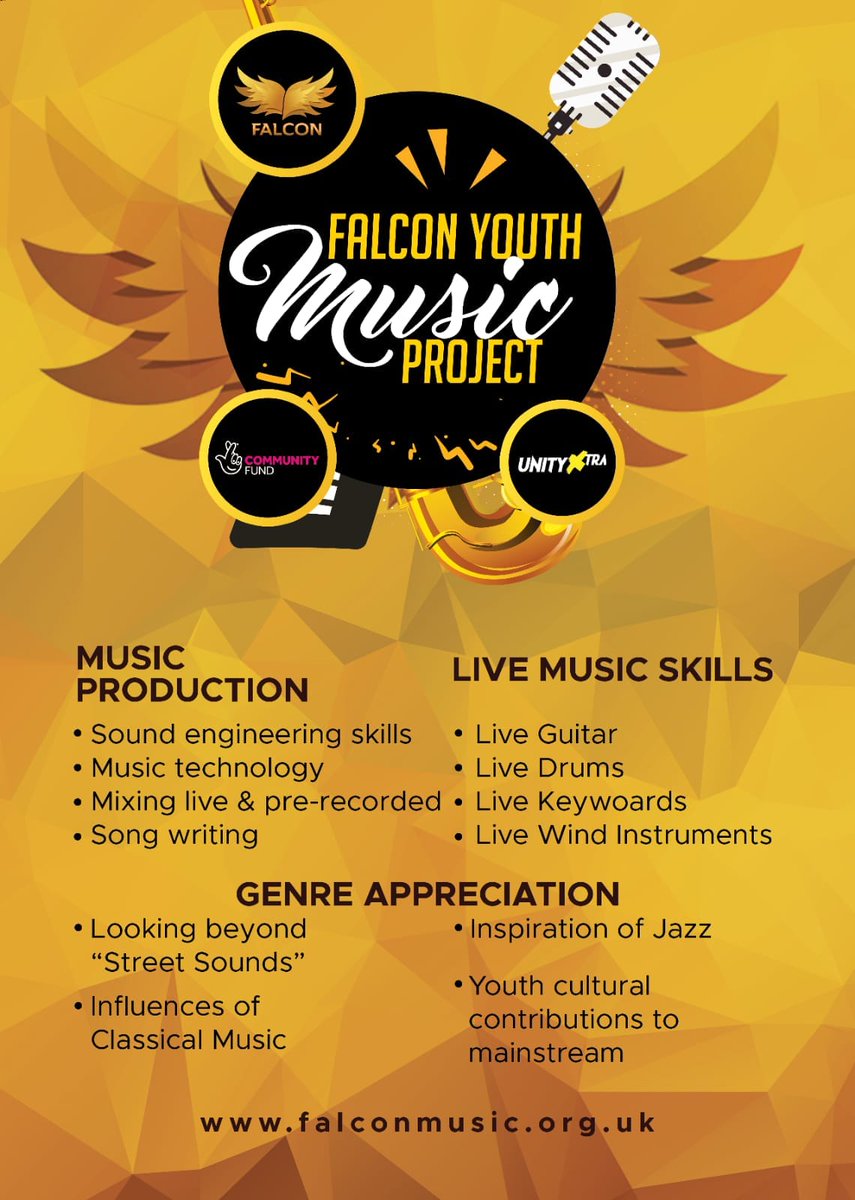YDN_Radio's tweet photo. FALCON YOUTH
Music Project
https://t.co/hfnc8Ko1ME
#events #ukunsigned #ydn #musicproduction #livemusic #genre #lotteryfund #unityxtra #falconmusic #Falcons #Youth https://t.co/Ip8yfTa4mB