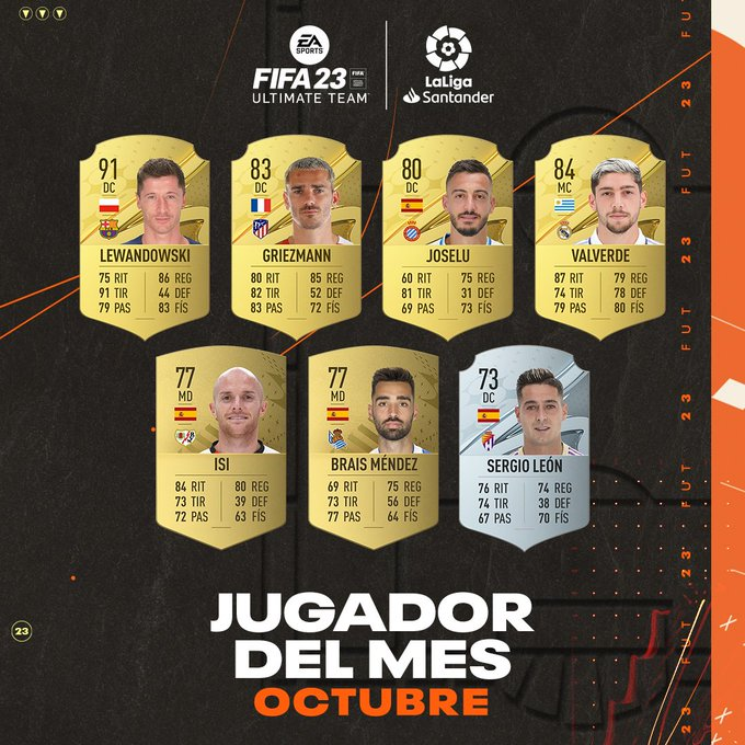 FifaInfoEsp's tweet photo. Ya se puede elegir el nuevo jugador del mes de #LaLiga en #FIFA23 https://t.co/XhLIZnlkR9