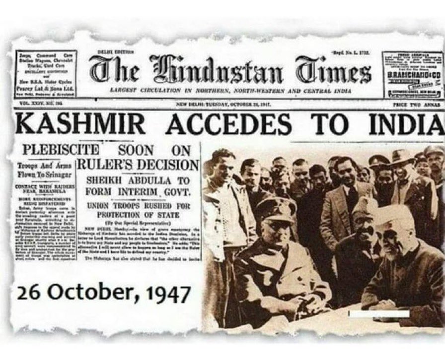 KasimAli__'s tweet photo. It was 26 Oct 1947 when  Maharaja of Jammu Kashmir signed the Instrument of Accession. 
#happyaccessionday 🇮🇳 https://t.co/IfG4ofrQp0