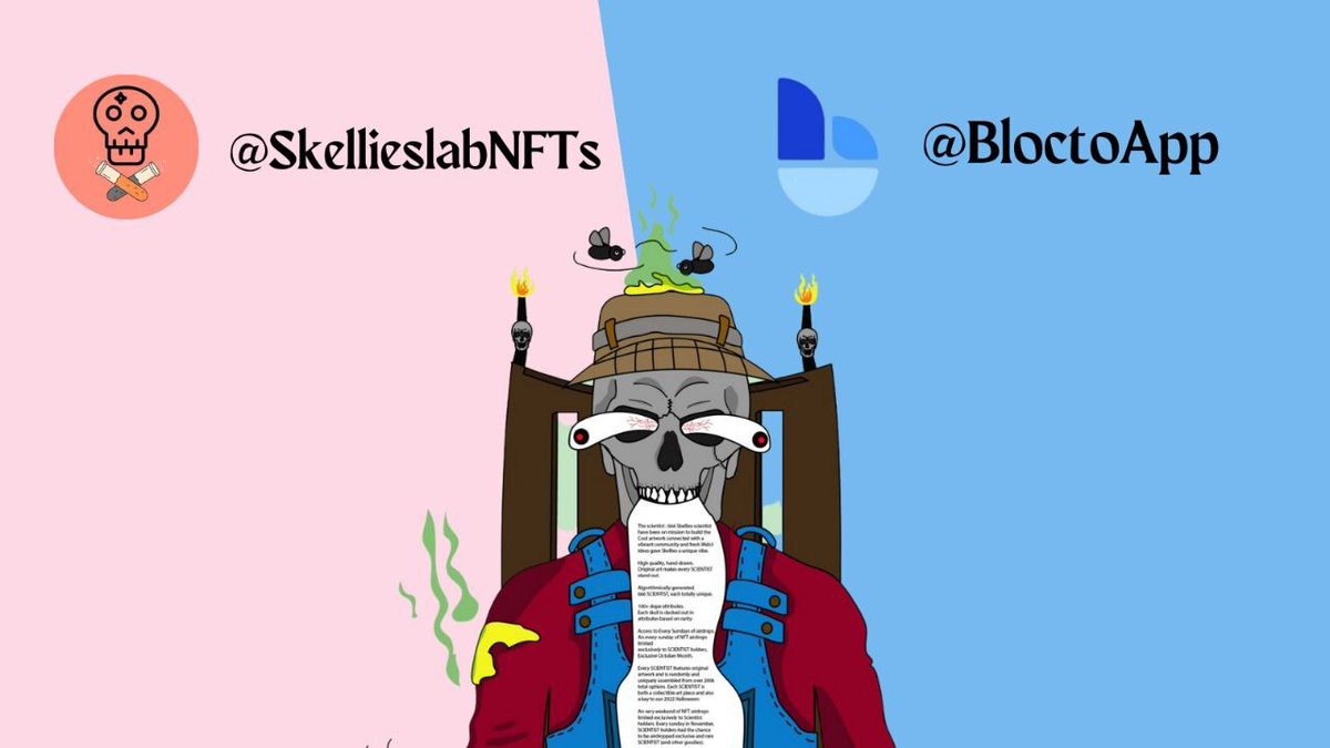 BloctoApp's tweet photo. Dead Scientists coming to @AptosFoundation🤫
Join them or become their experiment💀

5 WL Spots ☠️

1⃣Leave your Discord ID+#BLOCTOonAptos
2⃣Follow @BloctoApp &amp; @SkelliesLabNFTs
3⃣❤️+RT+Tag 3 frens

You got 12 hrs #LFM 

#Aptos #AptosMovement #LFB https://t.co/0wpcwEDPkS