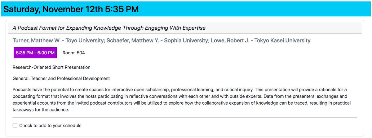 We're looking forward to presenting at <a href="/JALTConference/">JALT Conference</a> 2022 next month! 

Hope you can join us!