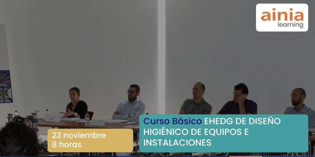 ainiatecnologia's tweet photo. El 23/11 celebraremos el Curso Básico EHEDG sobre Diseño Higiénico, homologada por @EHEDG. Formación presencial en la que conoceremos la importancia de la variable higiénica en las actividades de la industria alimentaria
¡Apúntate! ▶️ https://t.co/LLQDre67Tp
#AINIALearning https://t.co/ItsBCVxlqe