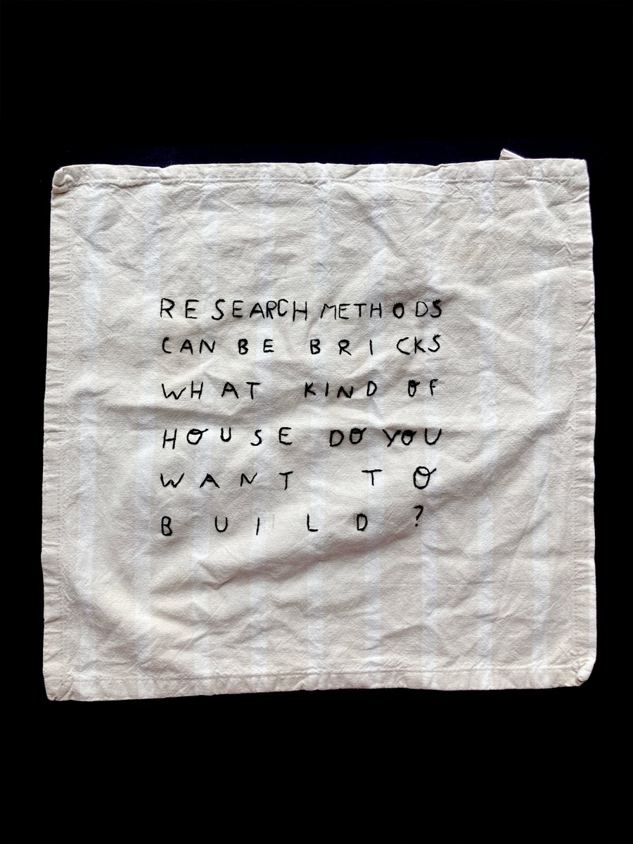 A sentence that encapsulates a story larger than itself: embroidered napkin with sentence inspired by #SaraAhmed, part of hands-on workshop <a href="/dutchdesignweek/">Dutch Design Week</a>. All welcome :)  Sign up here: forms.gle/7A6WCuiEwyKqfE… Thursday October 27th from 16:30 - 18:00