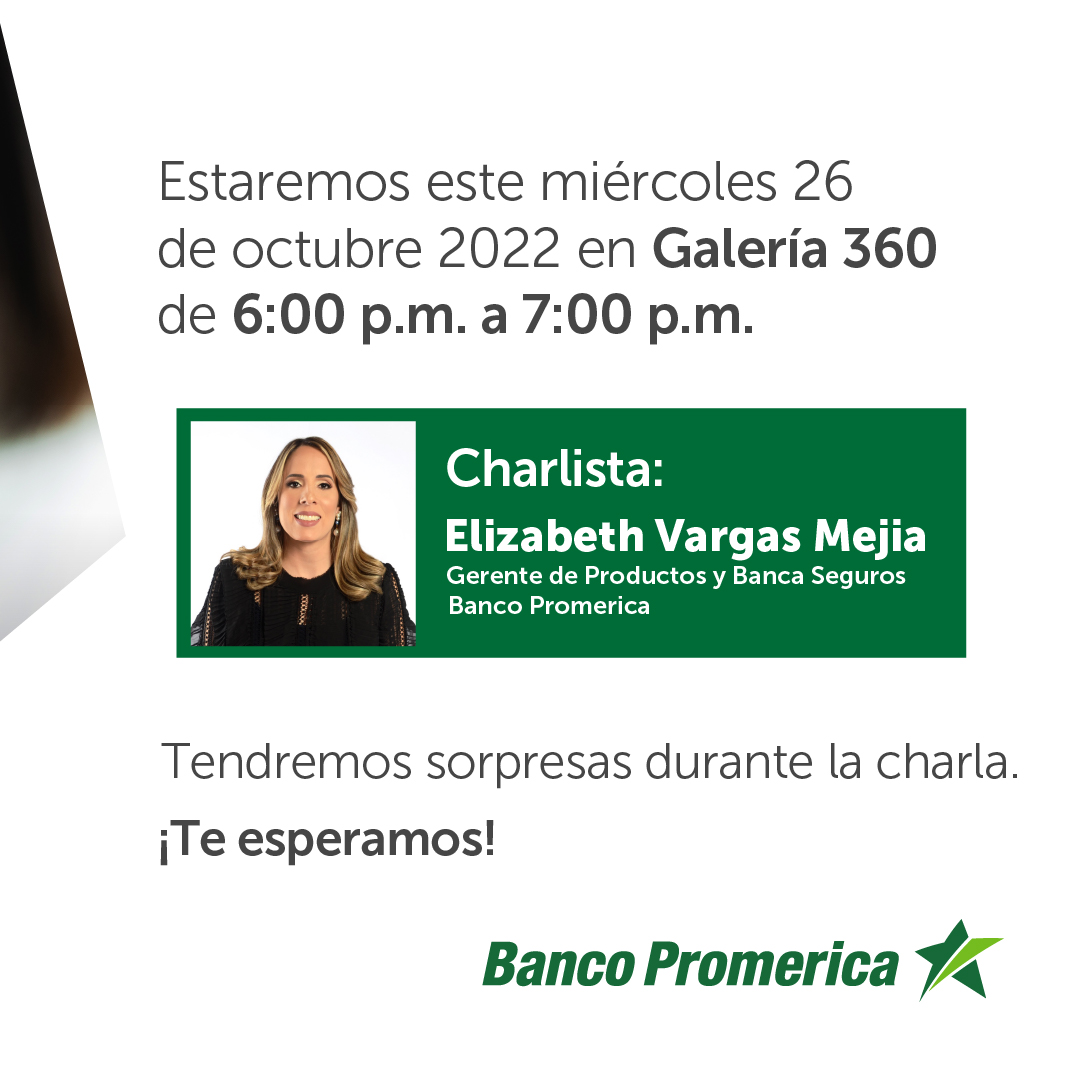 PromericaRD's tweet photo. Acompáñanos a vivir una experiencia única. 🤩

Este miércoles 26 de Octubre Elizabeth Vargas (@elicomrd) impartirá una enriquecedora charla sobre el ahorro y su importancia.

🕣6:00 p.m.
📍@galeria360 

¡Te esperamos!

#Ahorro #Mesdelahorro #BancoPromerica https://t.co/8NU7wrTMI8