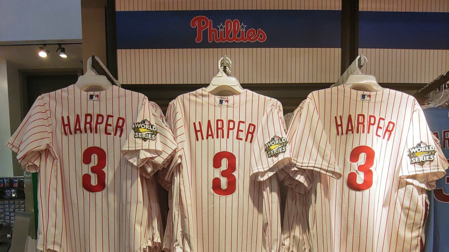 New Era Phillies Team Store on X: On the floor at 10am today..your  Bryce Harper WS side patch replica jerseys! We also have blanks in stock!  Please note: more players will be