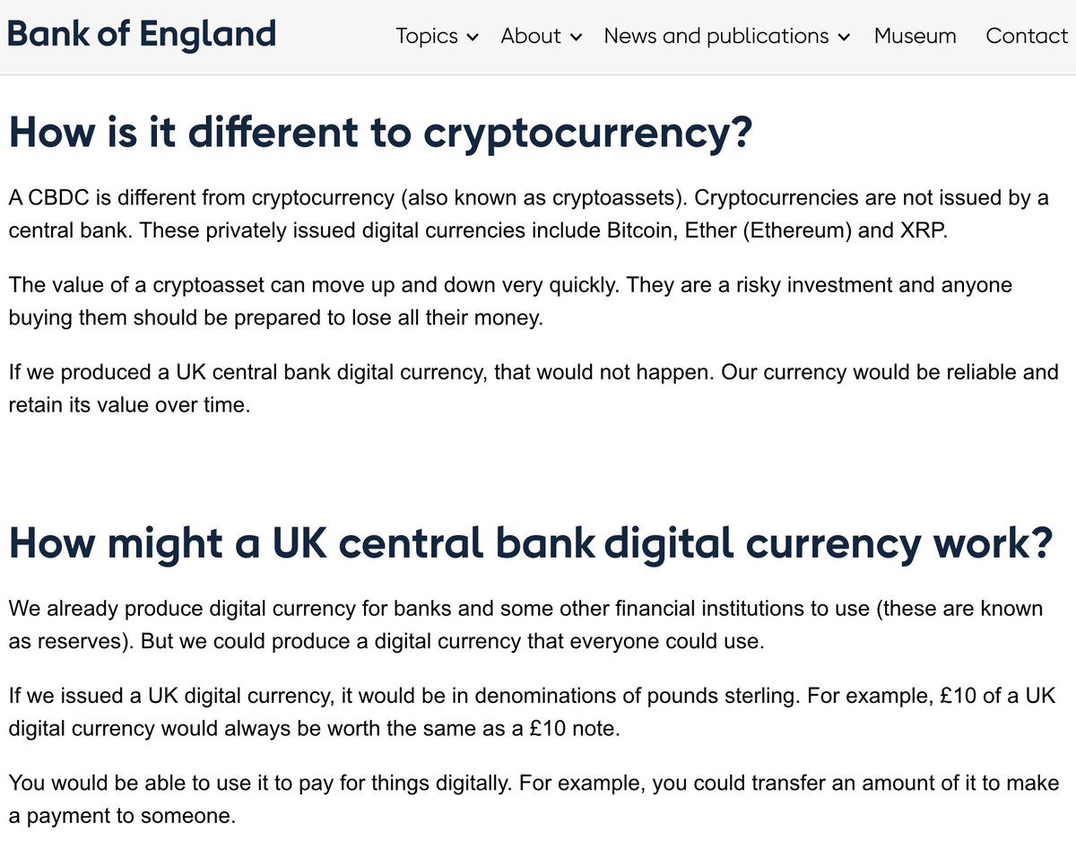 Funny how <a href="/bankofengland/">Bank of England</a> talks about #Bitcoin and #ETH being more volatile than their upcoming CBDC when in fact it's been the opposite lately. 

When will they learn that “privately issued” digital currencies are the new international currencies. #Web3