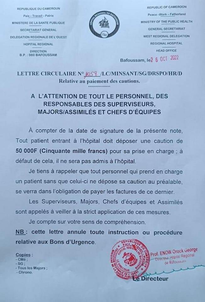 albertleanne's tweet photo. Cette lettre est la manifestation palpable d’un système de santé quasi inexistant. Ceci constitue l’une des conséquences pour lesquelles j’ai écrit récemment au @PR_Paul_BIYA. Dommage que le pays soit juste centré sur la comédie. Lisons tous l’heure. https://t.co/AjpfaJEok0
