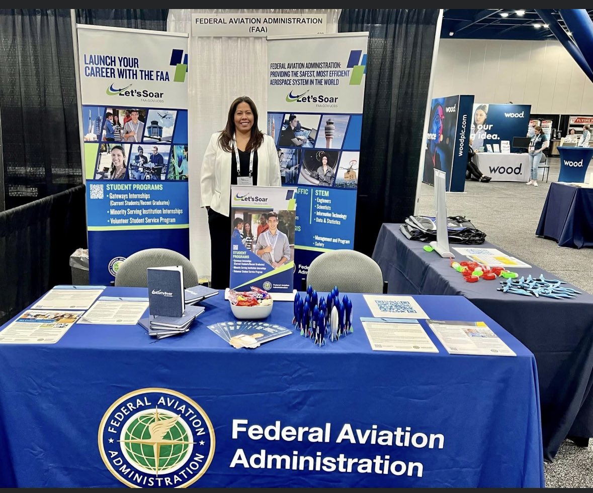 NHCFAE1's tweet photo. Last week Director of Education Hilda Banda joined FAA recruitment efforts and attended the The Society ofWomen Engineers (SWE) Annual Conference. The SWE22 World’s Largest Conference for Women in Engineering and Technology which was held in Houston More details on IG @nhcfaeonig https://t.co/0iYdm0y2rr
