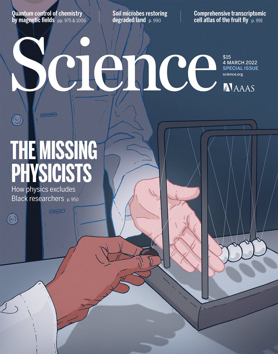 ScienceMagazine's tweet photo. For #BlackInPhysicsWeek2022, we’re looking back at a special package of stories that attempts to portray the number of Black physicists in U.S. physics and identify institutions and programs that offer models for change. https://t.co/2CGcmrFl6Q #TheMissingPhysicists (THREAD) 🧵 https://t.co/cAAAg2foqj