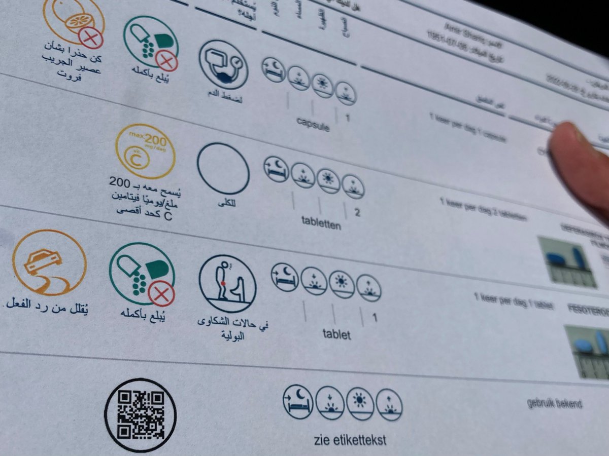 huibhas's tweet photo. Oktober is #HealthLiteracyMonth. Voorbeeldje voor in de apotheek? Dit gepersonaliseerde en kosteloze medicijnoverzicht bijvoorbeeld!  #MijnGeneesmiddelinBeeld is nu ook beschikbaar in het #Arabisch. Check https://t.co/yCcyeg1Q2R 
#Gezondheidsvaardigheden #Pharos #MVO #Teva https://t.co/Wq3Pb6lDzW