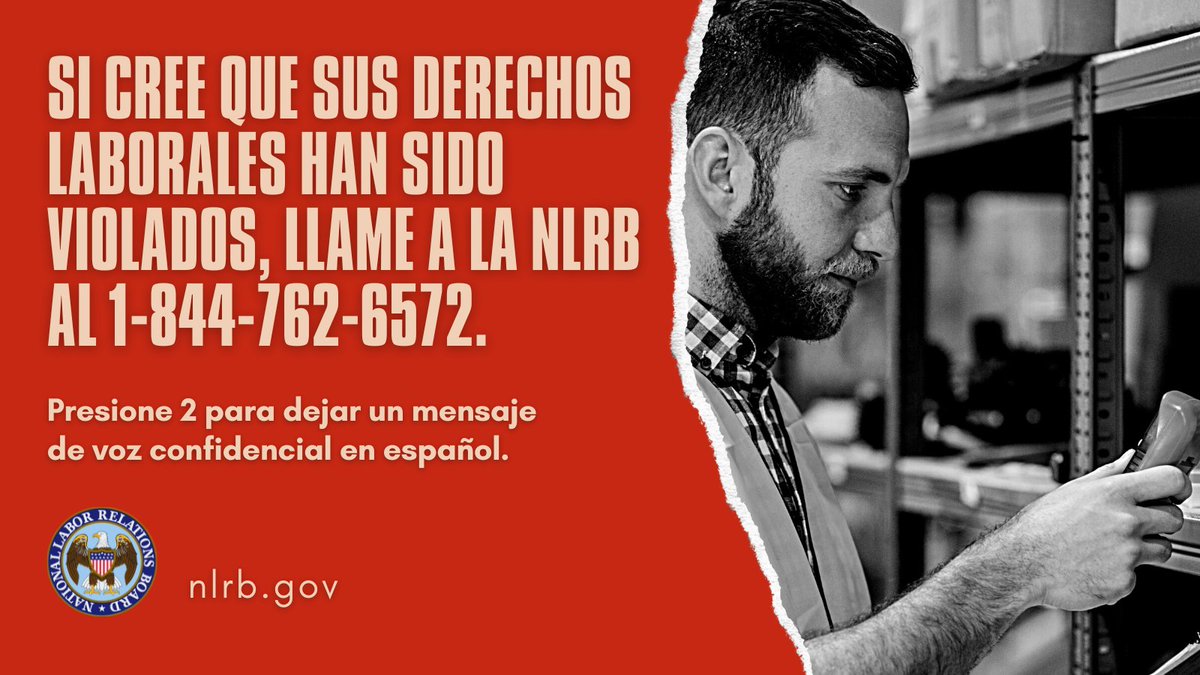 NLRBGCes's tweet photo. Un agente de la Junta le llamará de vuelta con un intérprete. https://t.co/VCPFFfJN9z