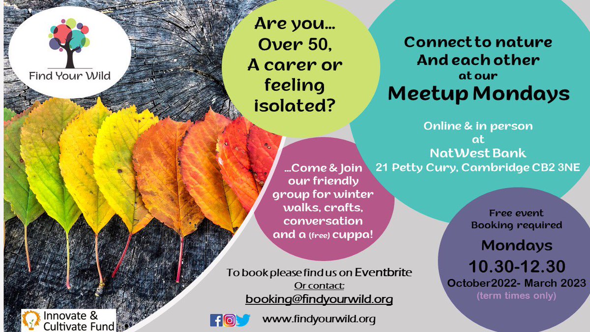 FindyourwildC's tweet photo. @CareNetworkCamb We’re now online and in person at NatWest bank in Cambridge 🌾 https://t.co/Lo5cmpw3E9