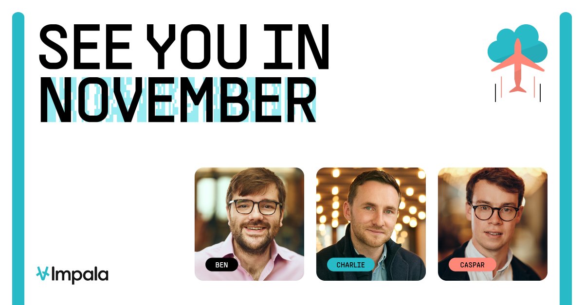 getimpala's tweet image. We&apos;re on the road a lot this November, and we want to meet you and talk #opendistribution. Catch us on...
🗓 2-4 November at @tissevilla in Seville
🗓 7-9 November at @WTM_London in London
🗓 14-17 November at @Phocuswright Global in Phoenix

See you there!