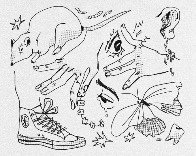sketches from the other day 🪱🐀🦋 