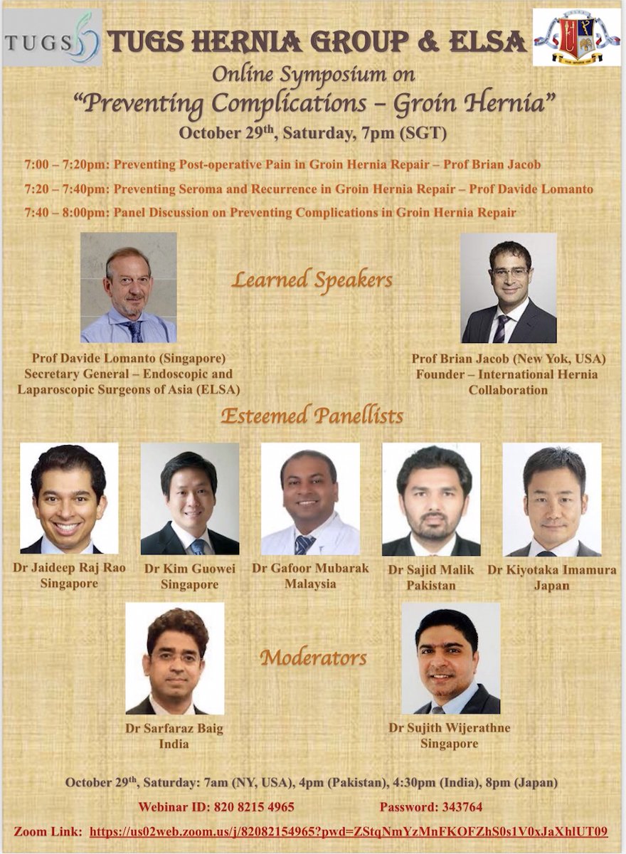 DavideSurdl's tweet photo. REGISTER FOR THE ELSA TUGS WEBINAR ON "PREVENTING COMPLICATIONS IN GROIN HERNIA" - https://t.co/vdieQit5xN https://t.co/0NjR3fum6f