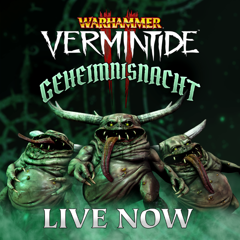 VermintideGame's tweet photo. The time has come - Geheimnisnacht is here! 

Beware the Nurglings! Check out the Event Quests and earn Double XP until November 6.