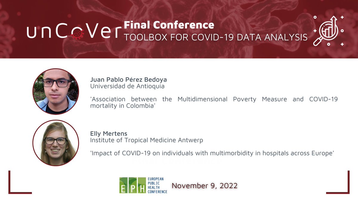 <a href="/uncoverEU/">unCoVer</a> Final Conference👉Only 2 weeks to go‼️

Looking forward to seeing the presentations of <a href="/juanppb19/">Juan Pablo Pérez Bedoya</a> and Elly Mertens in the Session 'unCoVer Toolbox for #COVID19 data analysis'

#unCoVerFinalConference