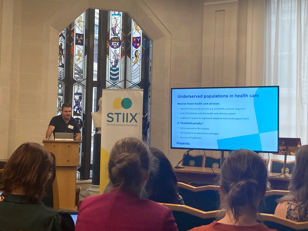 Preventx's tweet photo. Next up at #STIIX2022 is @drjohnwhite talking about the challenges of reaching “communities that traditional models fail to engage” highlighting the threefold penalty for these groups.

#STIIX #conference #STItesting https://t.co/ofafdn3IaO