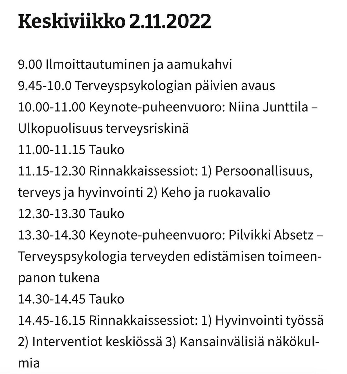 terpsyjaos's tweet photo. Terveyspsykologian päivät ENSI VIIKOLLA! 💥

Kuvista näet päivien ohjelman 🥳

28.10.2022 klo 16.15 asti voit ilmoittautua päiville täällä: 

https://t.co/nrf34aATWi

Lämpimästi tervetuloa! 

#terveyspsykologianpäivät #terveyspsykologia #thl https://t.co/IneE5qZ4yq