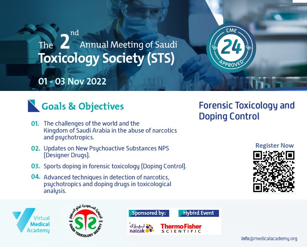 lab_conference's tweet photo. #أخصائي_مختبرات 
شاركنا حضور مؤتمر #علم_السموم 
 Meeting of Saudi Toxicology Society (STS): 
Science and Quality of Life
✅ 24 ساعة معتمدة 
🗓️ 1 - 3 نوفمبر 
#toxicology
رابط التسجيل:
https://t.co/q50fchhNi6 https://t.co/vOTZnJjQGG