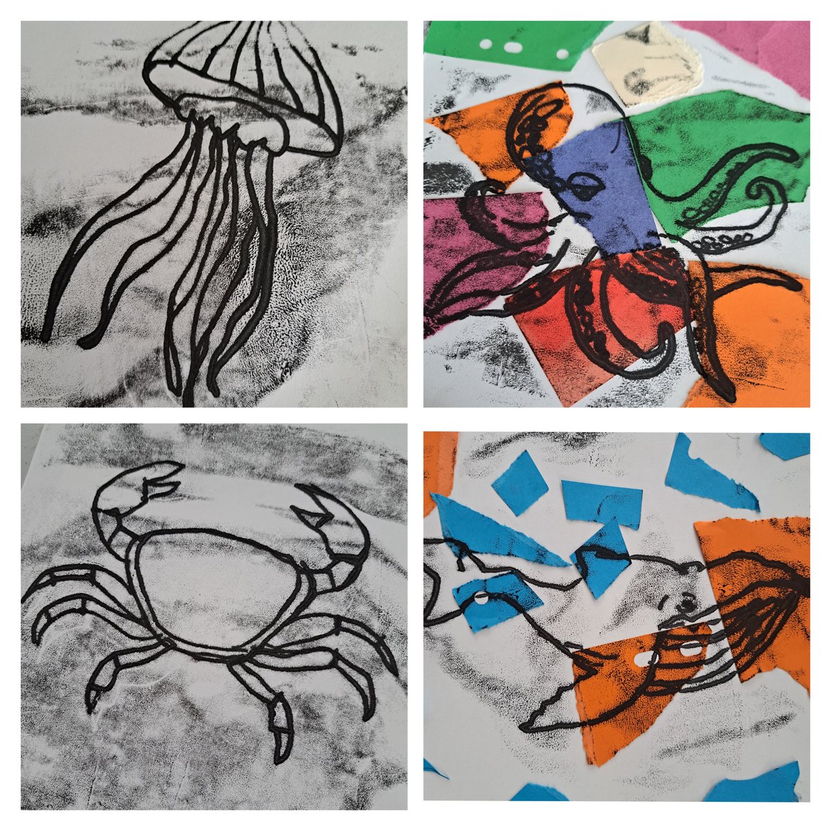MissFTrace1's tweet photo. Blwyddyn saith really impressed me today with their Andy Warhol inspired monoprints of sea creatures affected by plastic pollution and environmental factors. Da iawn pawb 👏 #ncfwplanning #expressivearts @1Penydre @PYD_ARTofficial @PenydreDRAMA https://t.co/MprnxGsbo2