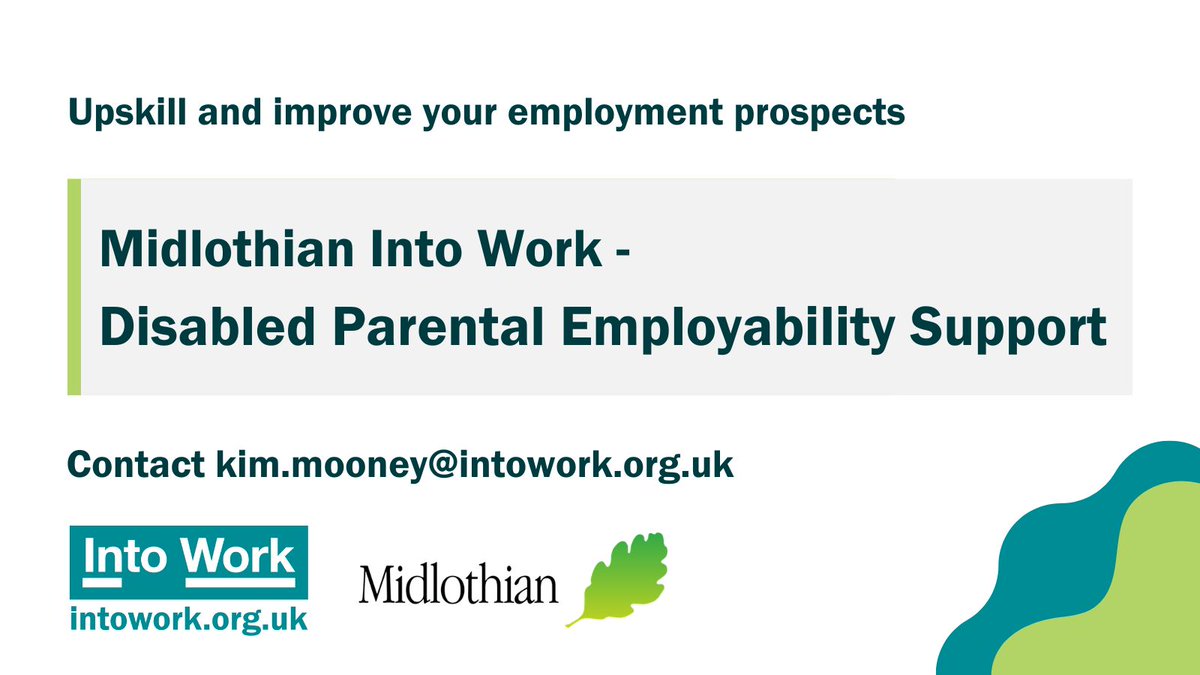 IntoWork57's tweet photo. Are you in work but underemployed?
Out of work and want to improve your prospects?
We're offering transformational coaching to 10 #DisabledParents in #Midlothian to improve employability, wellbeing, and progression prospects
Contact kim.mooney@intowork.org.uk for details https://t.co/J30GG4USK3
