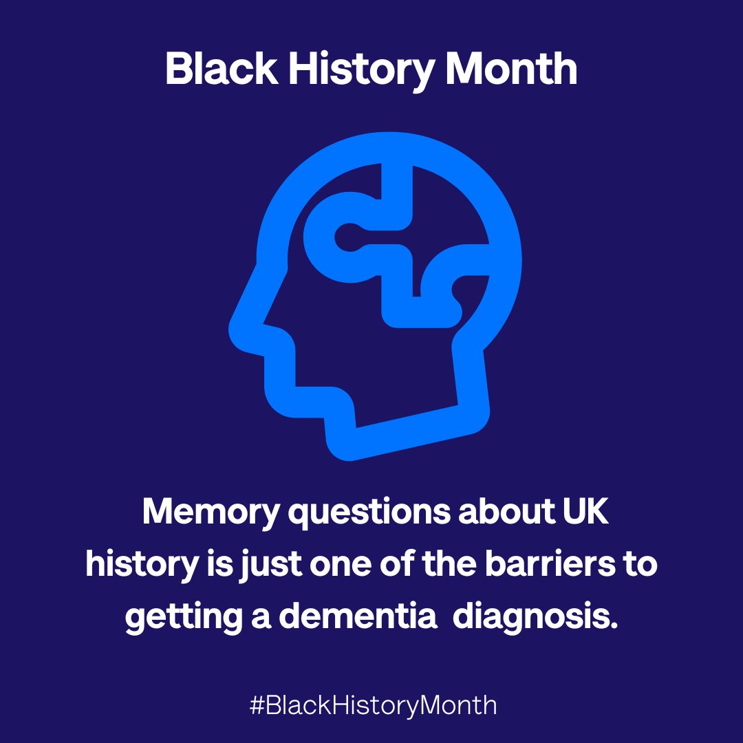 Memory assessment questions sometimes rely on knowledge of UK history. This could be a barrier to a diagnosis for people from ethnic backgrounds. This #BlackHistoryMonth we want to raise awareness of some of these issues. Read more here: bit.ly/2Y2ZSaK #WednesdayWisdom