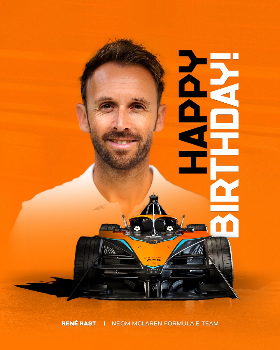 FIAFormulaE's tweet photo. Happy birthday, @ReneRastRacing! 🥳

He'll be representing the Papaya Army in Season 9 as the NEOM McLaren Formula E team make their debut 🧡 https://t.co/BYzsPndS0w
