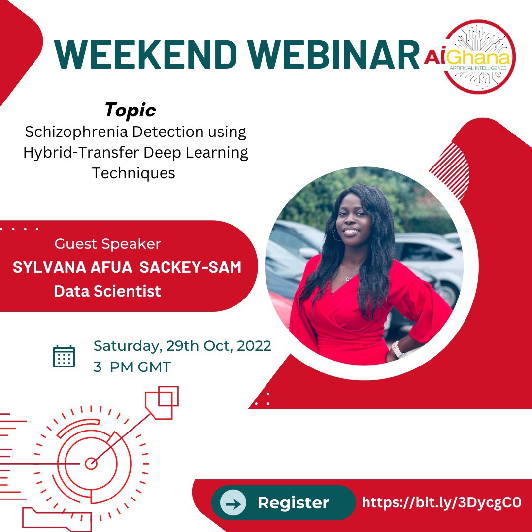 AIGhana1's tweet photo. Our #WeekendWebinar this week features Sylvana Sackey-Sam, a data scientist with a key interest in health data analytics and research. She is the founder of AWIST-AFRICA (African Women In Science And Technology) https://t.co/jcl3FbPa4D
