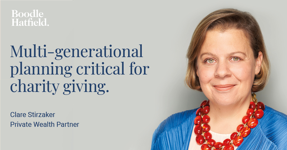 BoodleHatfield's tweet photo. Private Wealth Partner, Clare Stirzaker highlights how over the last 10 years, HNWIs have shown a greater interest in charities and philanthropy.
https://t.co/0Qsbvzw35b #multigenerationalplanning #philanthropy https://t.co/32XupuS6wb