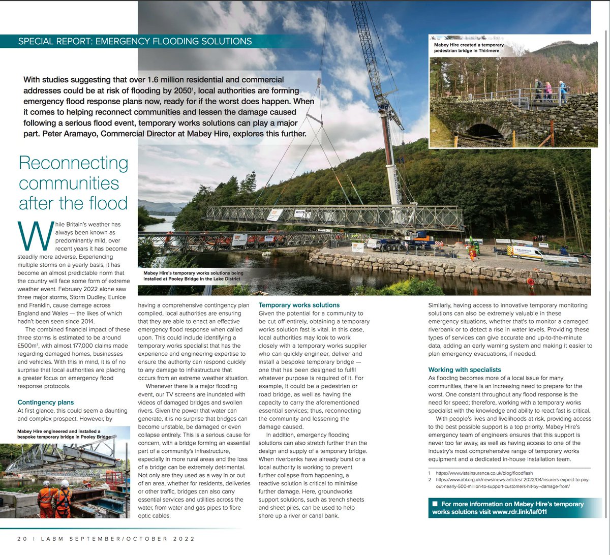 Don't miss our article on page 20 of @LABMmag, in which we explore the role that temporary works solutions can play within a local authority's emergency flood response plans. Visit buff.ly/3DtdePU to read the full article.
