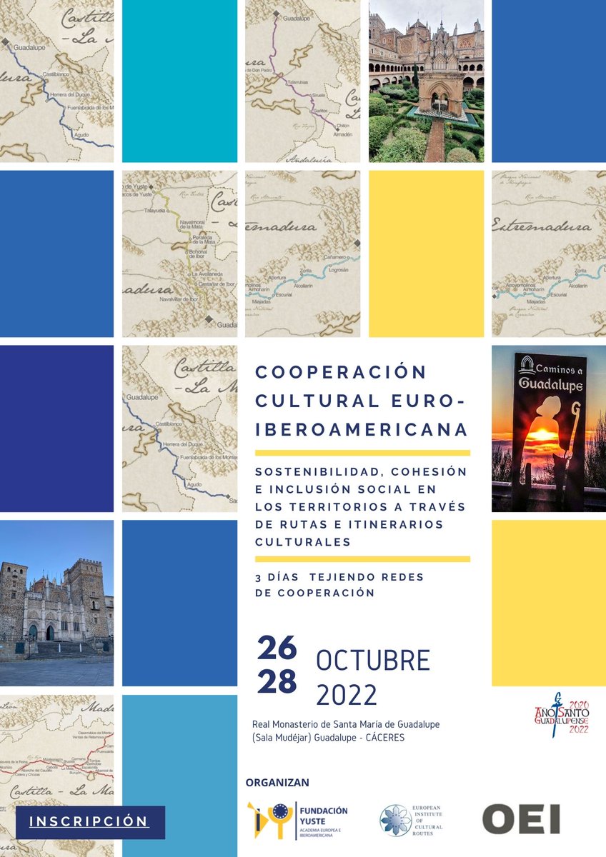 💼⛪️ Viajamos al espectacular monasterio de Guadalupe (Extremadura) para participar en las Jornadas de Cooperación Cultural Euro-Iberoamericana (del 26 al 28 de octubre). 🤝 Hemos sido invitados a participar en la Reunión de Trabajo Interinstitucional de esta tarde. 👇