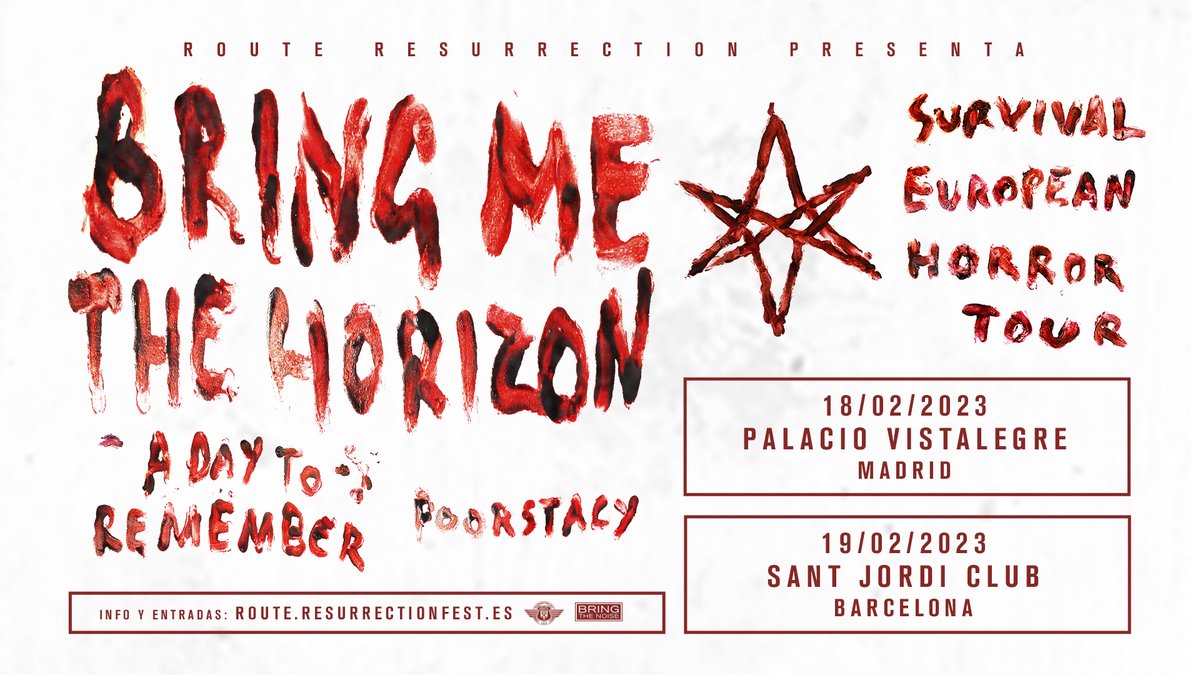 ResurrectionESP's tweet photo. ¡BMTH y ADTR han agotado también sus entradas en Madrid! Estamos trabajando en aumentar el aforo de esta fecha (Barcelona será imposible), así que si estáis interesad@s, este es el formulario de lista de espera:

👉 https://t.co/4yNGWWLe5B

¡Nos vemos allí! https://t.co/EMjHfnslJj