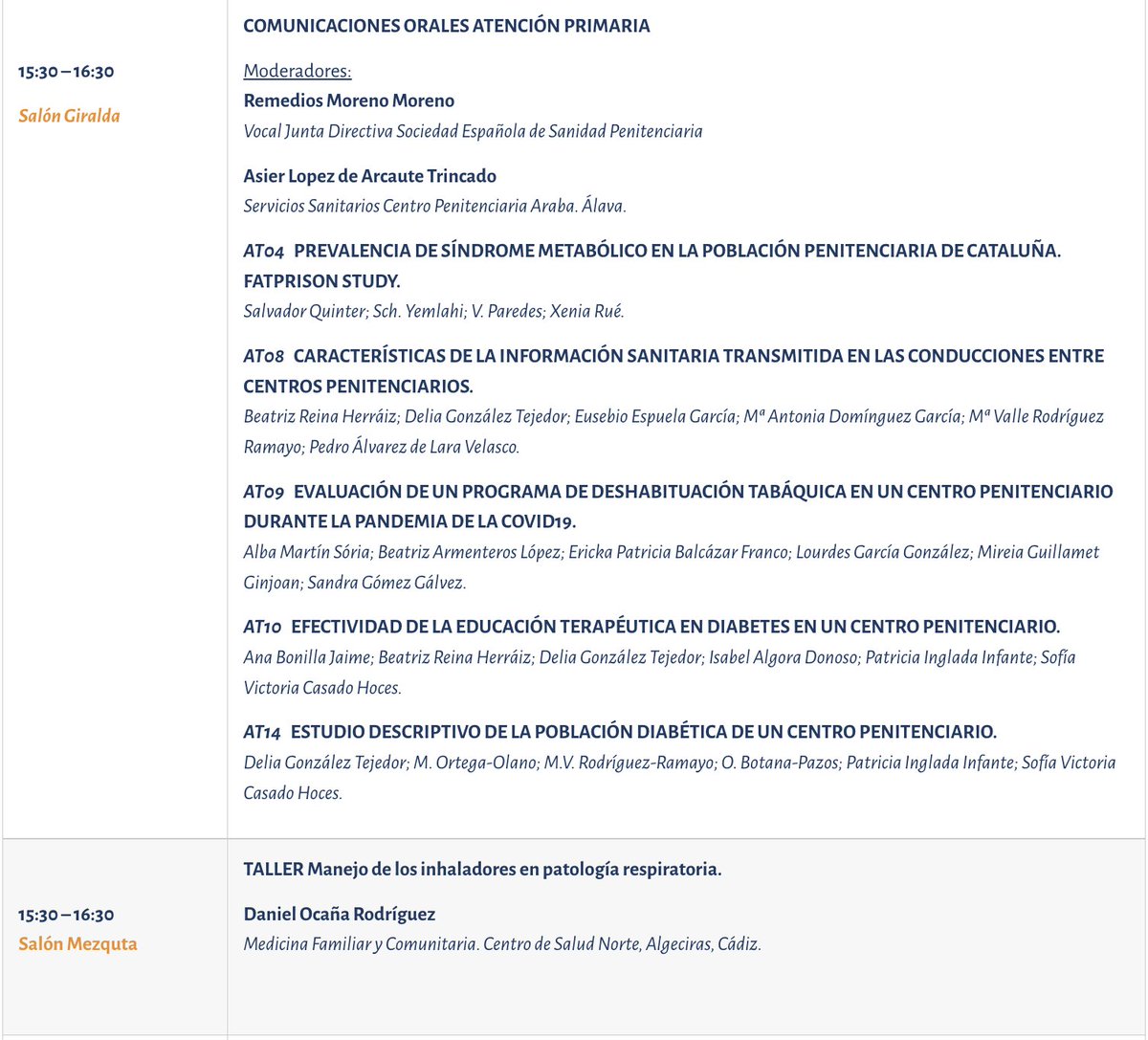 Sanidad_Peniten's tweet image. #SESP2022 XIV Congreso Nacional y XXII Jornadas de la Sanidad Penitenciaria

Programa científico del viernes 4 

👨‍🔬👩‍🔬Simposios #CAMARUS  #healthcare 
🩺Mesas de #SaludMental  y #AtencionPrimaria
🎤Comunicaciones 
🔬Talleres

jerez2022.congresosesp.es
👇👇👇👇👇👇👇👇